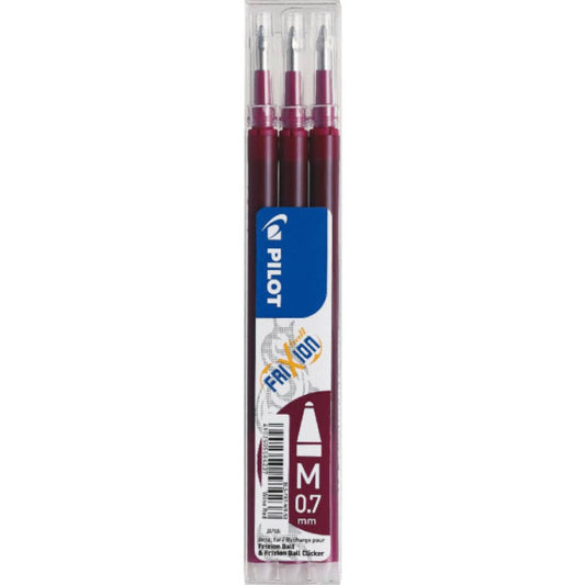 Refill penne a sfera Pilot Frixion Ball e Clicker 0,7 mm rosso vino Set 3 pezzi ? 6852
