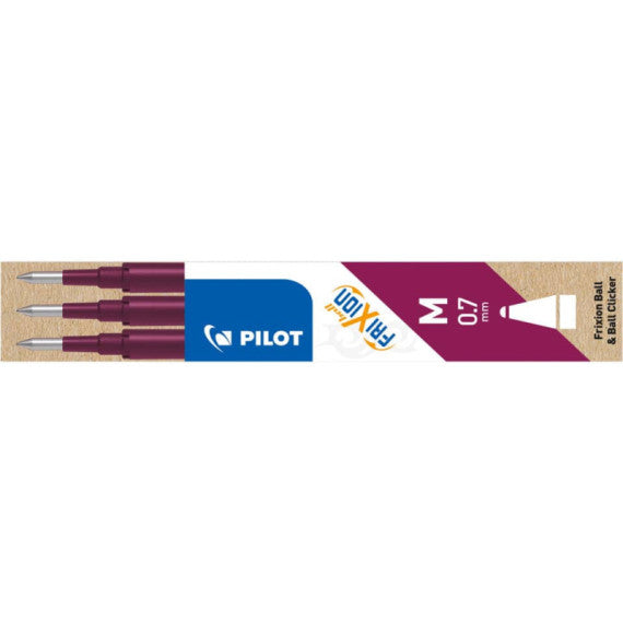 Refill penne a sfera Pilot Frixion Ball e Clicker 0,7 mm rosso vino Set 3 pezzi ? 6852