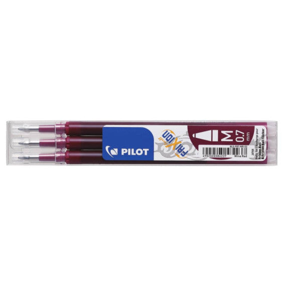 Refill penne a sfera Pilot Frixion Ball e Clicker 0,7 mm rosso vino Set 3 pezzi ? 6852