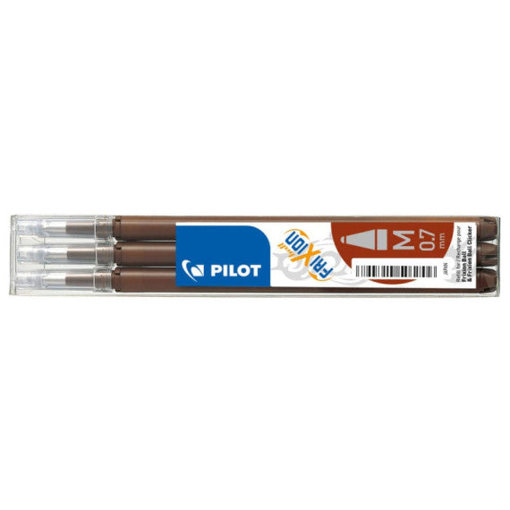Refill penne a sfera Pilot Frixion Ball e Clicker 0,7 mm set 3 pezzi marrone - 006609