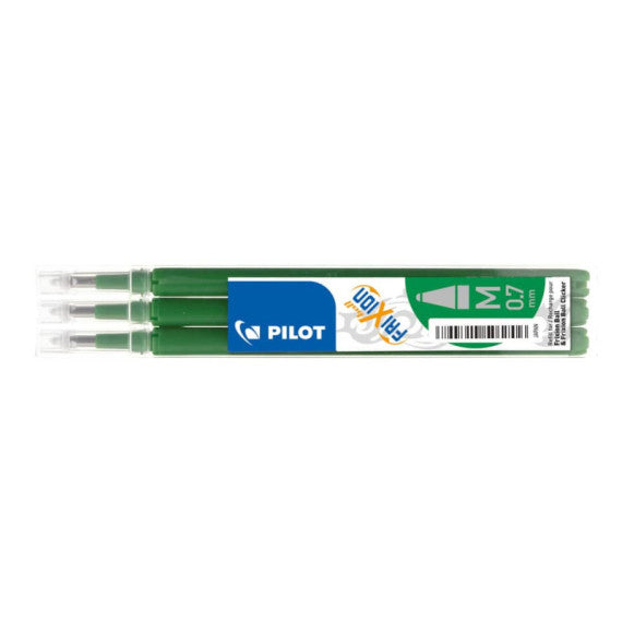 Refill penne a sfera Pilot Frixion Ball e Clicker 0,7 mm verde Set 3 pezzi - 006659