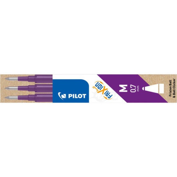 Refill penne a sfera Pilot Frixion Ball e Clicker 0,7 mm viola Set 3 pezzi - 006646