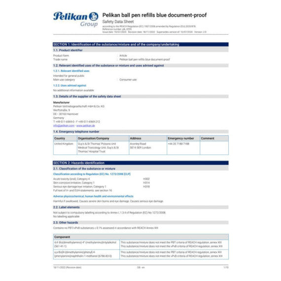 Refill per penne a sfera Pelikan 337 formato internazionale M blu 915439
