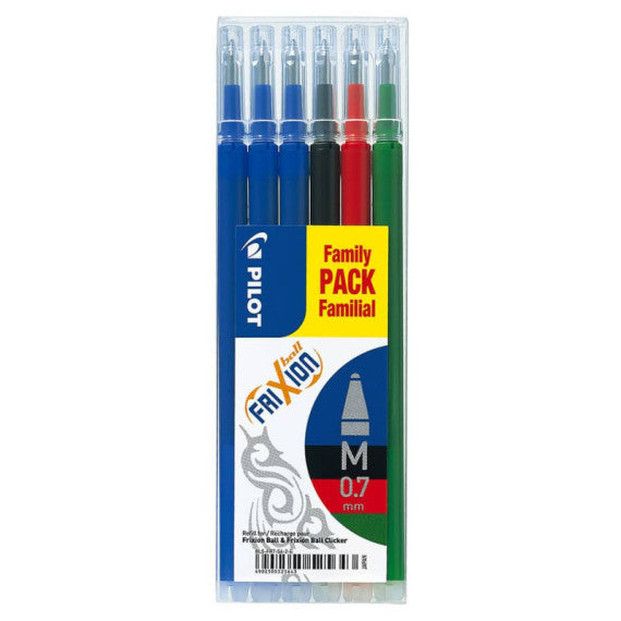 Refill Pilot Frixion Ball Family Pack assortiti 0,7 mm Conf. 6 pezzi - 006649