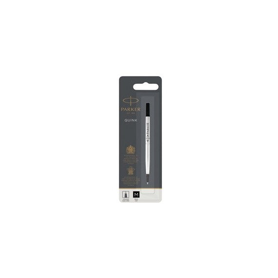 Refill roller Quink standard - punta fine - metallo - nero - Parker