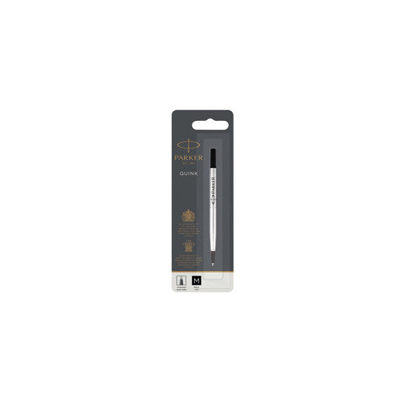 Refill roller Quink standard - punta media - metallo - nero - Parker