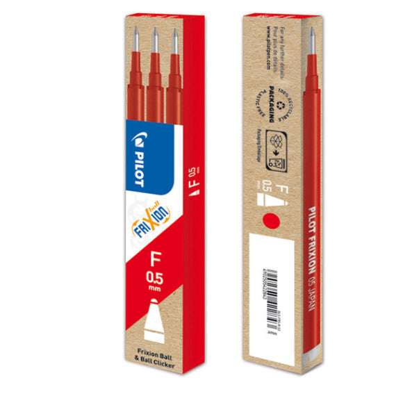 Refill sfera a scatto Frixionball Clicker - punta 0,5mm  - rosso - Pilot - conf. 3 pezzi