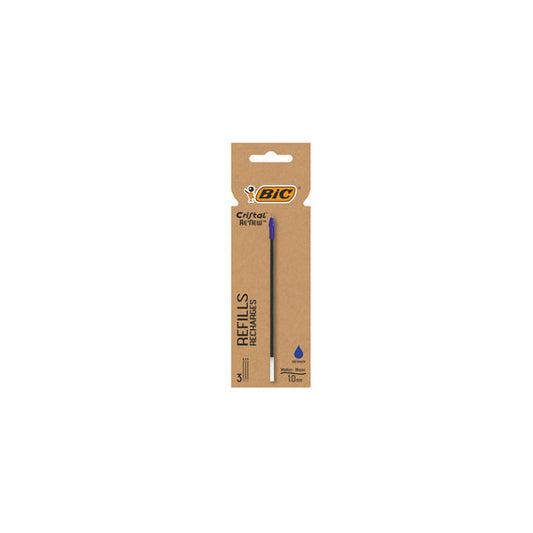 Refill sfera Cristal® Re'New - punta 1 mm - blu -  BIC® - blister 3 pezzi