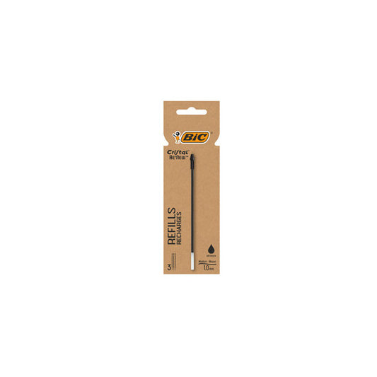 Refill sfera Cristal® Re'New - punta 1 mm - nero - BIC® - blister 3 pezzi