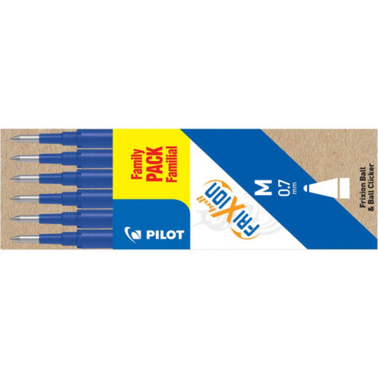 Refill sfera Pilot Frixion Ball e Clicker  0,7 mm blu Conf. 6 pezzi - 006643
