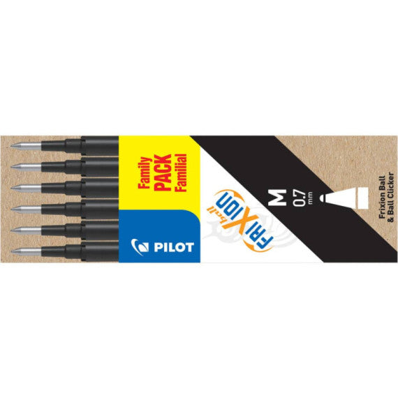 Refill sfera Pilot Frixion Ball e Clicker  0,7 mm nero Conf. 6 pezzi - 006642