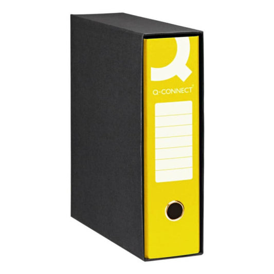 Registratore commerciale con custodia Q-Connect dorso 8 cm - 28,5x31,3 cm - giallo RQ-CON-U8GI
