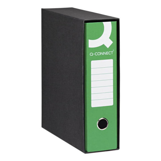 Registratore commerciale con custodia Q-Connect dorso 8 cm - 28,5x31,3 cm - verde scuro - RQ-CON-U8VE