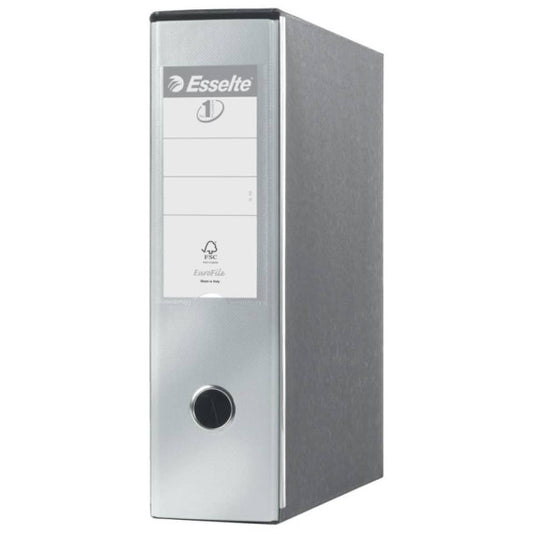 Registratore con custodia Esselte G53 Eurofile commerciale Dorso 8 cm cartone rivestito PP grigio metallizz.-390753970