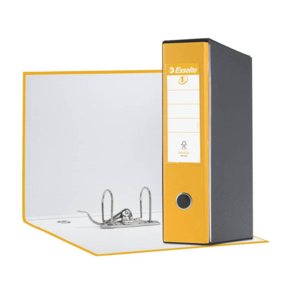 Registratore con custodia Esselte G55 Eurofile protocollo dorso 8 cm cartone rivestito in PP giallo - 390755090