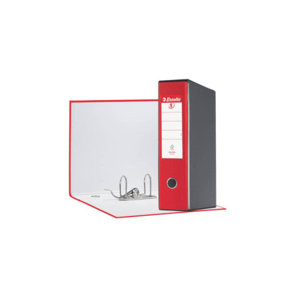 Registratore con custodia Esselte G55 Eurofile protocollo dorso 8 cm cartone rivestito in PP rosso vivida - 390755920