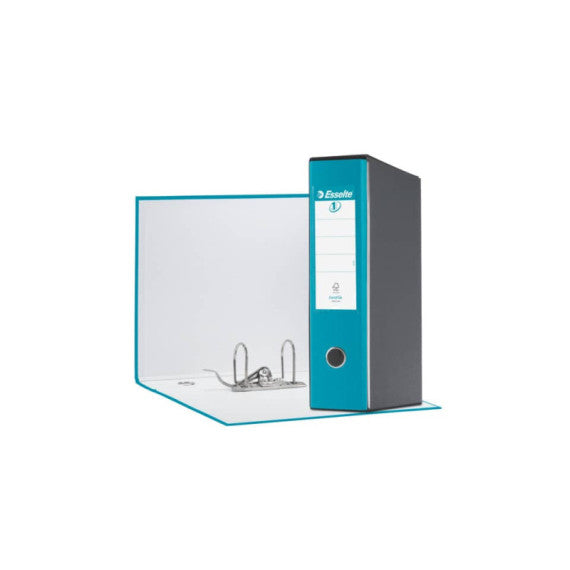 Registratore con custodia Esselte G55 Eurofile protocollo dorso 8 cm cartone rivestito in PP turchese - 390755800