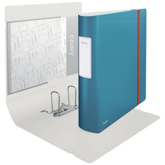 Registratore Leitz Cosy Active con meccanismo a leva 180° - A4 - dorso 8,2 cm - blu calmo - 10380061