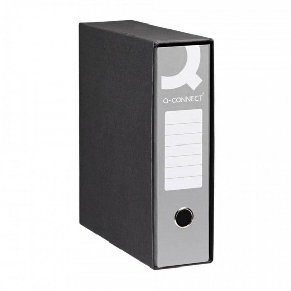 Registratore protocollo con custodia Q-Connect dorso 8 cm - 28,5x34,3 cm - grigio RQ-CON-P8GR