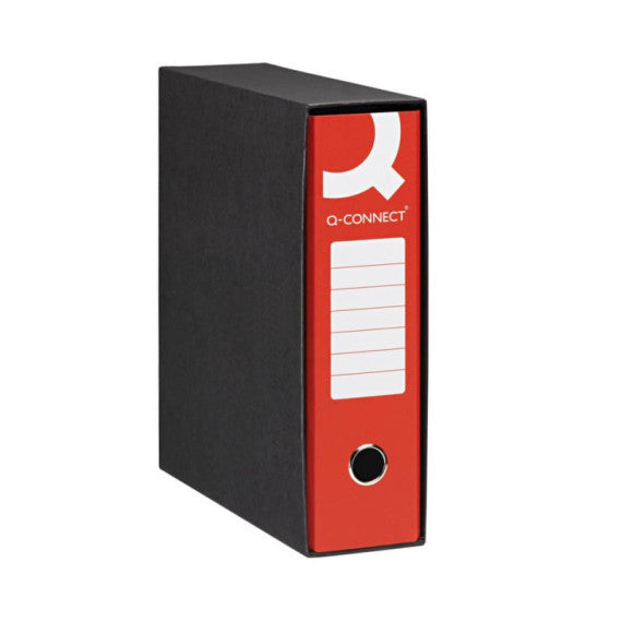 Registratore protocollo con custodia Q-Connect dorso 8 cm - 28,5x34,3 cm - rosso RQ-CON-P8RO