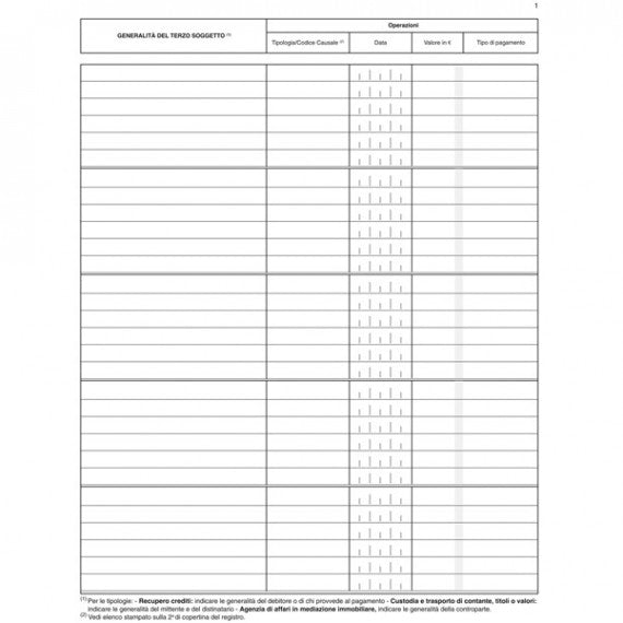 Registro antiriciclaggio operatori non finanziari - 31 x 24 - 96 fogli - Edipro