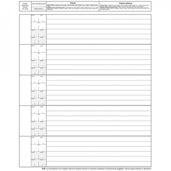Registro antiriciclaggio operatori non finanziari - 31 x 24 - 96 fogli - Edipro