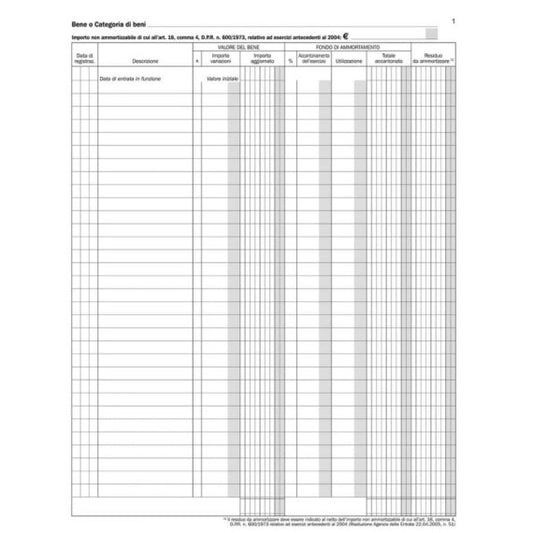 Registro Beni Ammortizzabili data ufficio - 100 pag - 31x24,5 cm DU136826000