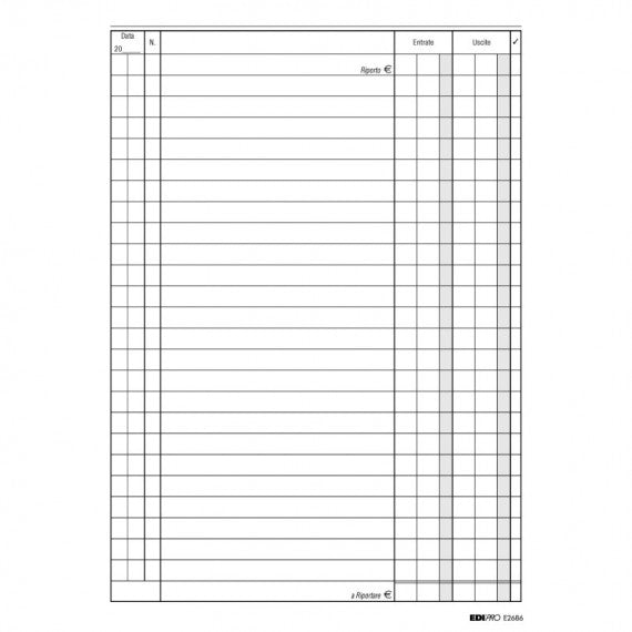 Registro cassa entrate/uscite - 24 x 17cm - 100 fogli - Edipro