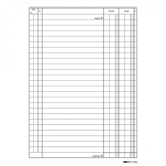 Registro cassa entrate/uscite - 24 x 17cm - 100 fogli - Edipro