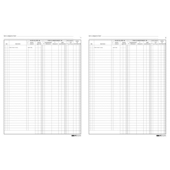Registro cespiti ammortizzabili - 31 x 24,5cm - 47pg - numerate - Edipro