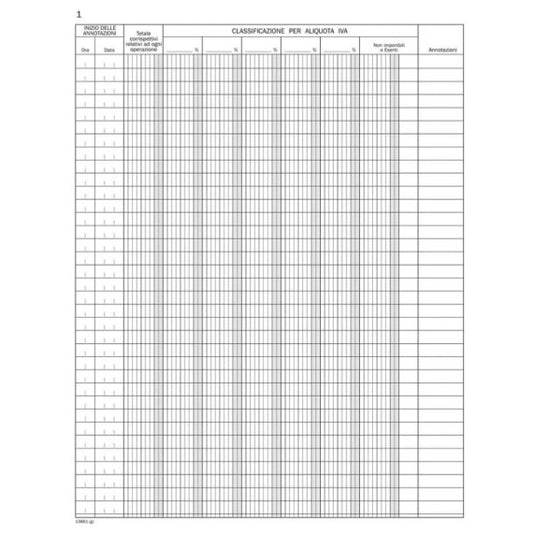 Registro corrispettivi registratori di cassa data ufficio - 48 fogli 31x24,5 cm DU138610000