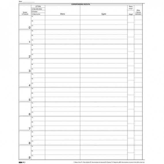 Registro corrispondenza arrivo/partenza - 31 x 24,5cm - 200 fogli - Edipro