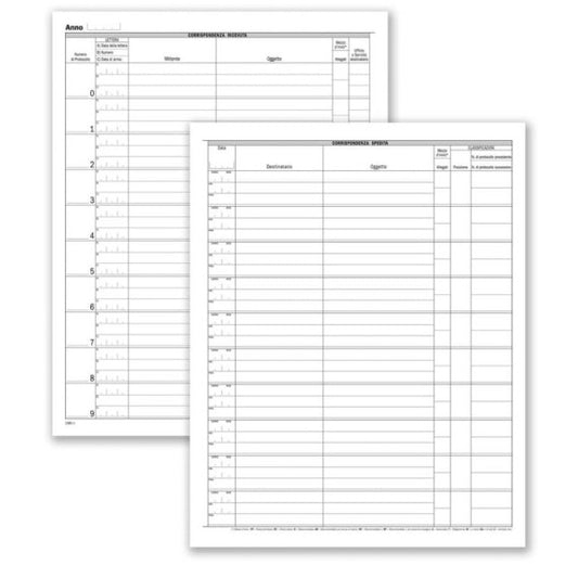 Registro corrispondenza arrivo/partenza data ufficio 96 pg - 31x24,5 cm DU138000000