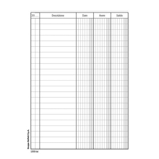 Registro dare-avere-saldo data ufficio 96 pag. 17xH.12 cm DU133300000