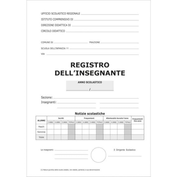 Registro dell'insegnante O.C.L. 36 pagine + foglio registro provvisorio di frequenza 24x33,5 cm - 1200
