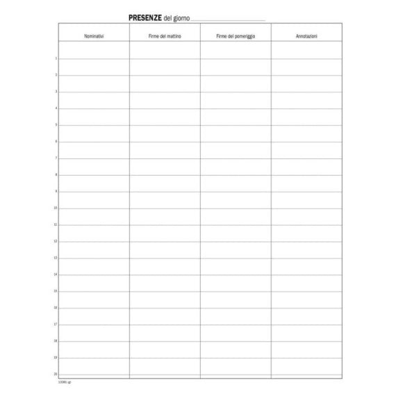 Registro firme presenza data ufficio 49 pagg. 31x24,5 cm DU133810000