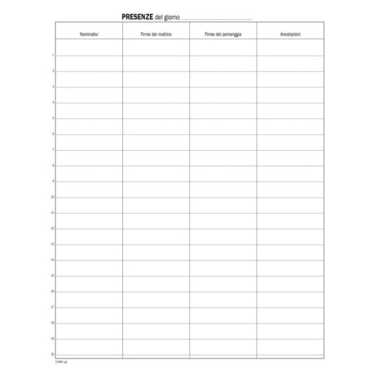 Registro firme presenza data ufficio 49 pagg. 31x24,5 cm DU133810000