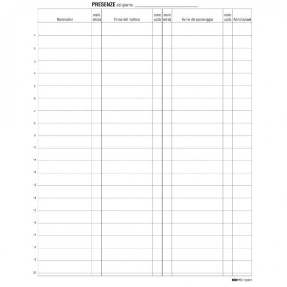 Registro firme presenze al lavoro - 31 x 24cm - 100 fogli - Edipro
