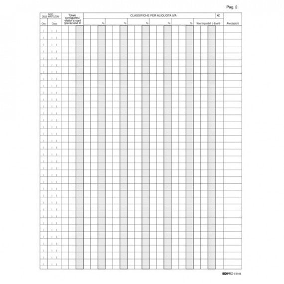 Registro Iva corrispettivi per mancato funzionamento registro cassa - 31 x 24,5cm - 46pg - pagine numerate - Edipro