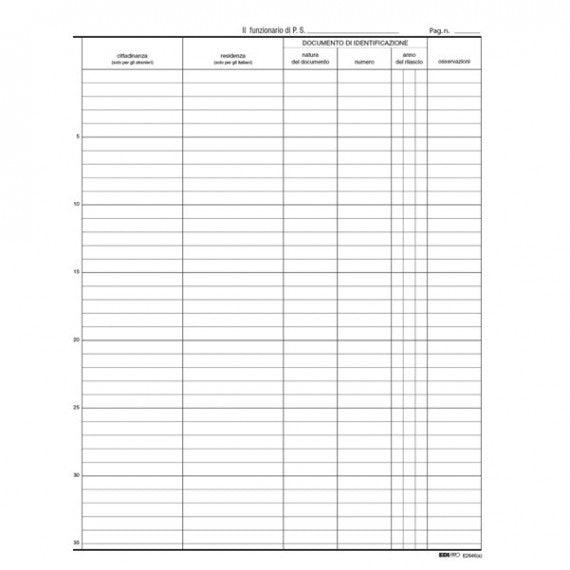 Registro persone alloggiate - 31 x 24,5cm - 46pg - Edipro
