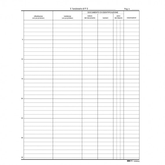 Registro persone alloggiate - 31 x 24,5cm - 46pg - Edipro