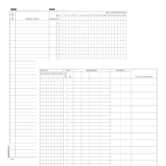 Registro presenze mensili - 48 pagine - 31 x 24,5 cm - DU131301200 - Data Ufficio
