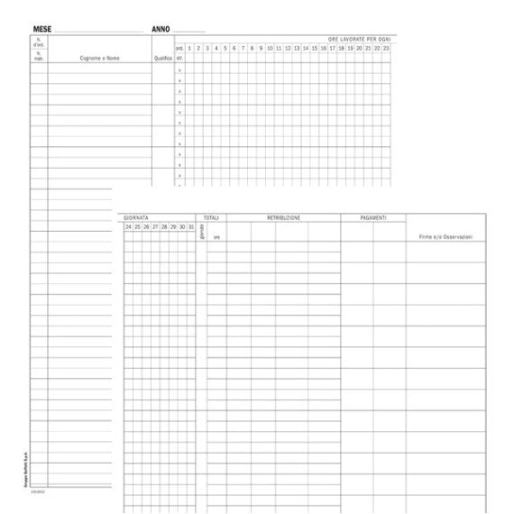 Registro presenze mensili - 48 pagine - 31 x 24,5 cm - DU131301200 - Data Ufficio