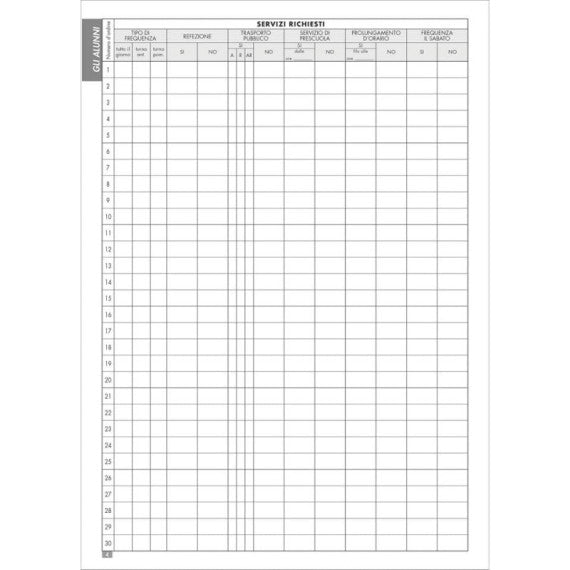 Registro scuola dell'infanzia 40 pagine per 30 alunni O.C.L. verde - 1201