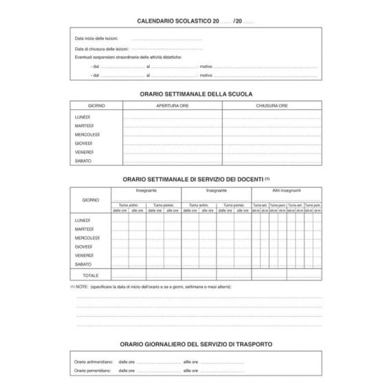 Registro scuola dell'infanzia copertina con disegni O.C.L. 24x33,5 cm 52 pagine x 30 alunni - 1202