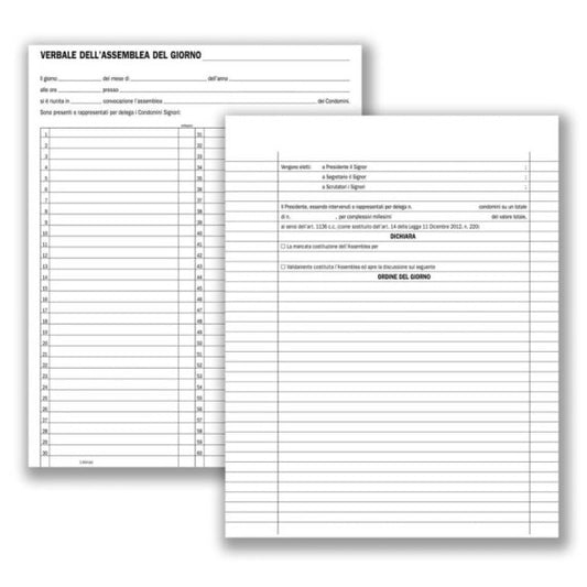 Registro verbali assemblee condominiali data ufficio 92 pagine 31x24,5 cm DU136400000