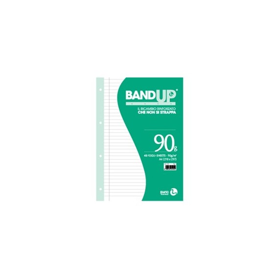 Ricambi BandUp forati rinforzati - A4 - 1 rigo con margine - 40 fogli - 90gr - BM