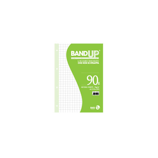 Ricambi BandUp forati rinforzati - A4 - quadretto 10mm - 40 fogli - 90gr - BM