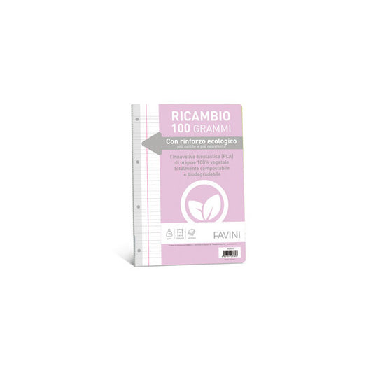 Ricambi c/rinforzo ecologico - A4 - 100 gr - 40 fg - rigo di 1a - Favini