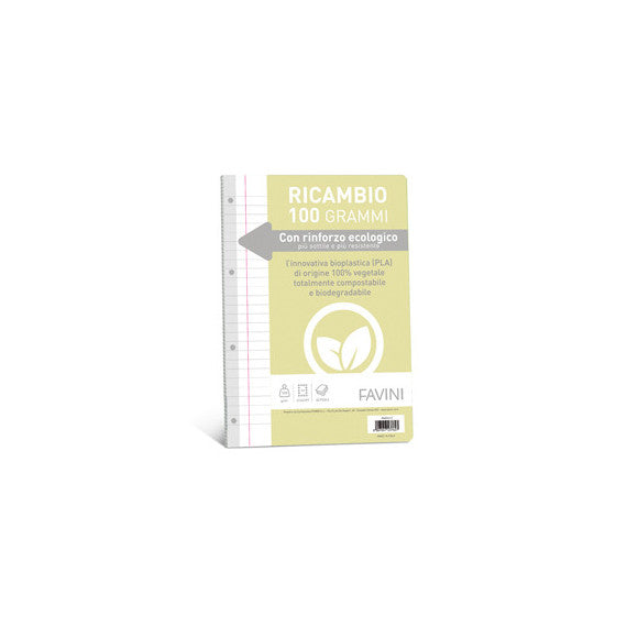 Ricambi c/rinforzo ecologico - A4 - 100gr - 40 fg - 1 rigo c/margine - Favini